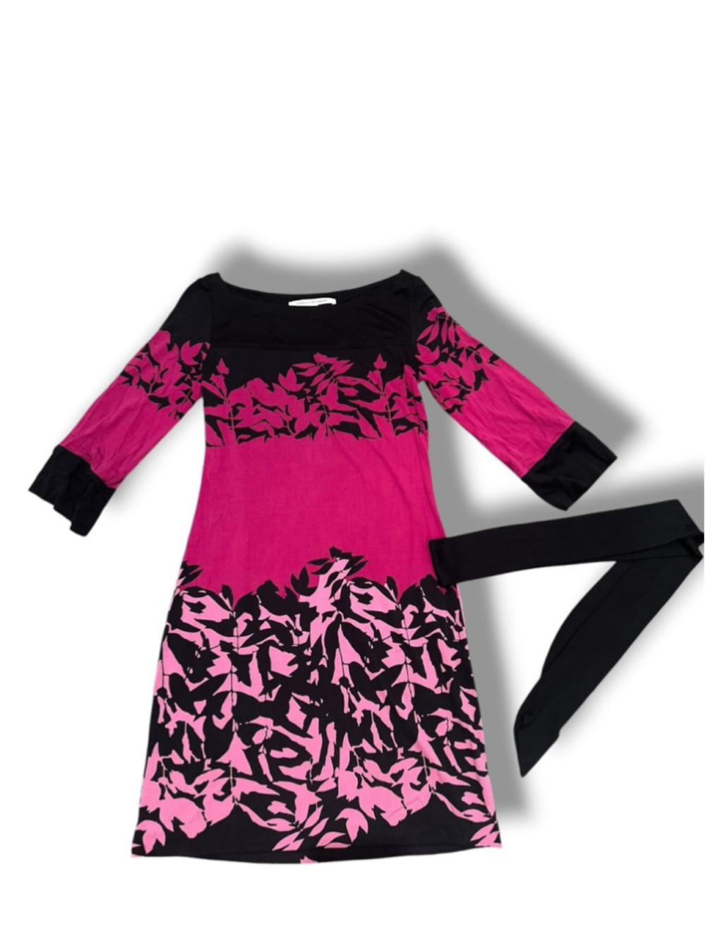 DVF Diane Von Furstenberg Purple Pink Black 100% Silk Floral Mini Dress Size 4